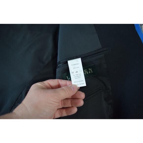 New Lauren Ralph Lauren Blazer 42L 42 Long Mens Black 100 Wool 2 Button Career - Picture 6 of 7
